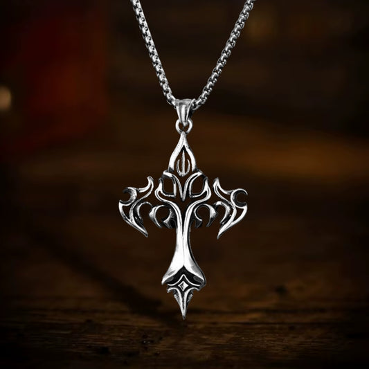 Flame cross necklace