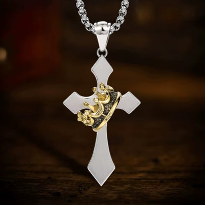 Vintage crown cross necklace