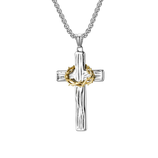 Thorns crown cross necklace