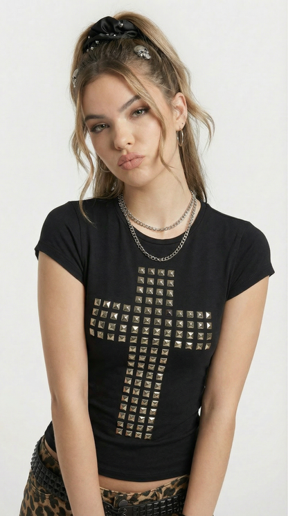 Metallic cross tee
